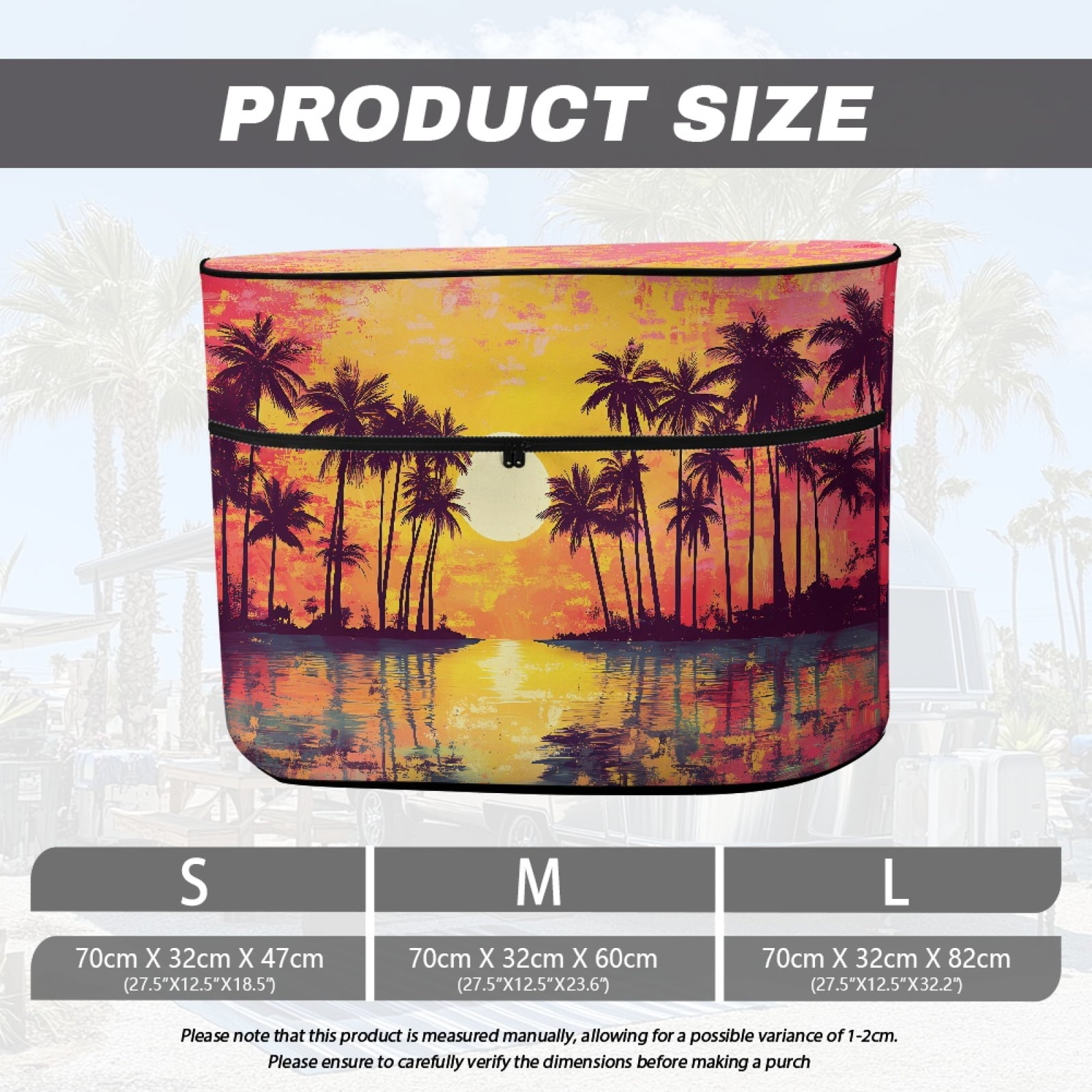 Yuyamidu Sunset Seaside RV Propane Tank Cover 20LB, Coconut Tree Camper Propane Tank Cover, Weather Resistant Sun Protection RV Trailer Travel Camper Accessories