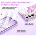 thumbnail image 5 of Petocase Compatible with Samsung Galaxy S23 Plus 5G Case,[2 Tempered Glass Screen Protector + 2 Camera Lens Protector ] Marble Pattern Slim Rugged Shockproof Phone Cover,White Purple, 5 of 7