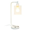 thumbnail image 2 of Simple Designs 18.8" Industrial Lantern Desk Lamp w/ USB Port, White, w/ LED Bulb Included, 2 of 8