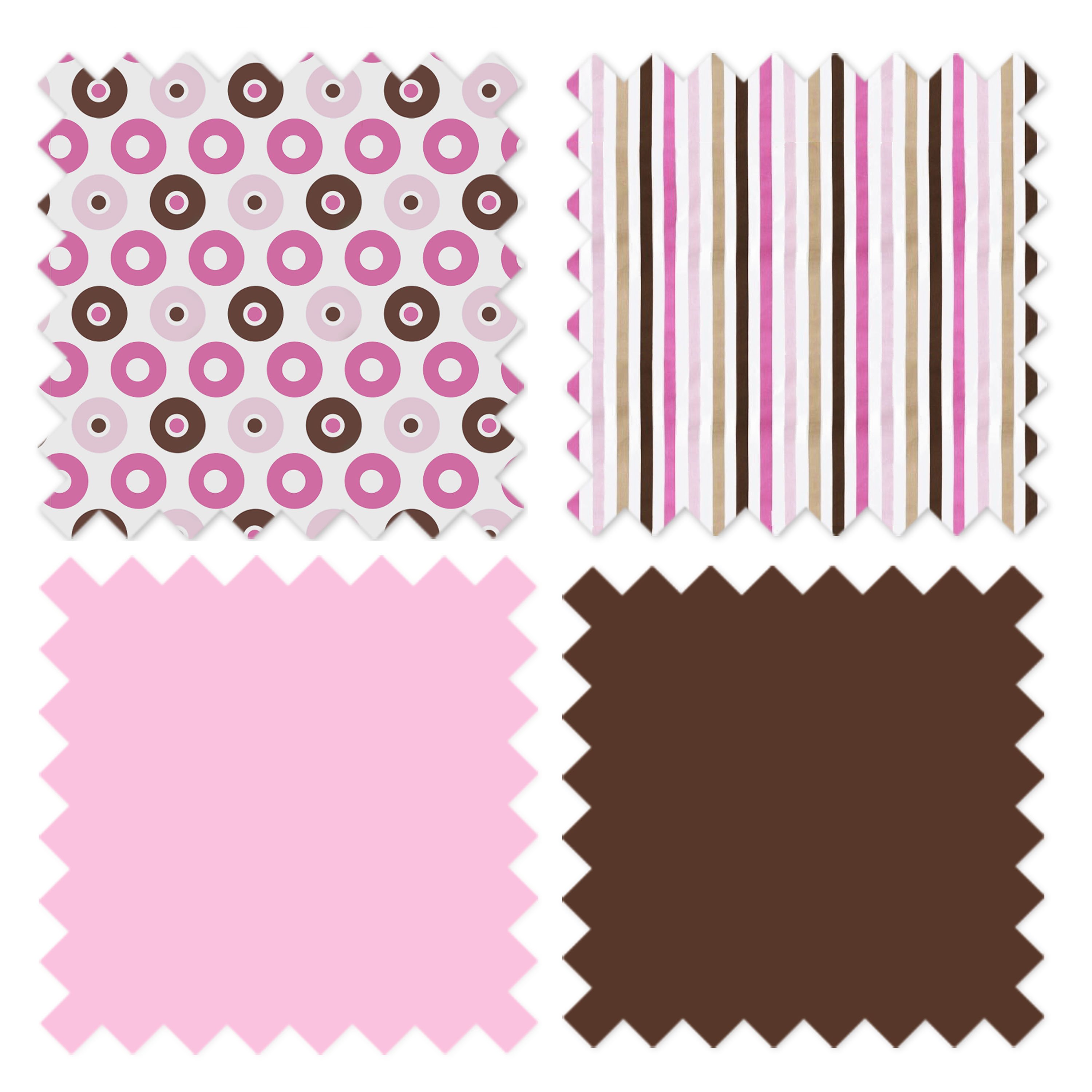 Bacati - Mod Dots/Stripes Pink/Beige/Fuchsia/Chocolate Musical Baby Crib Mobile