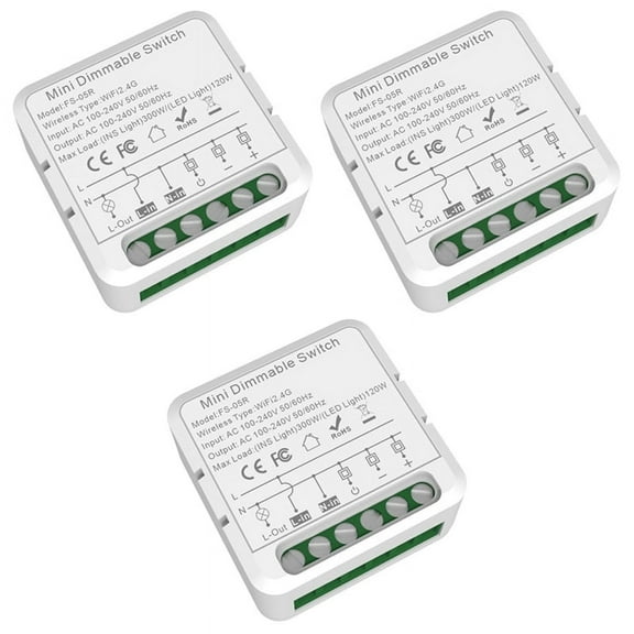3X Tuya WiFi Smart Dimmers Switch Module Supports 2 Way Control LED Lights Dimmable Switch Work for Home