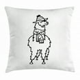 thumbnail image 1 of Llama Throw Pillow Cushion Cover, South American Domestic Alpaca Animal with Winter Attire Monochrome Illustration, Decorative Square Accent Pillow Case, 16 X 16 Inches, Black White, by Ambesonne, 1 of 2
