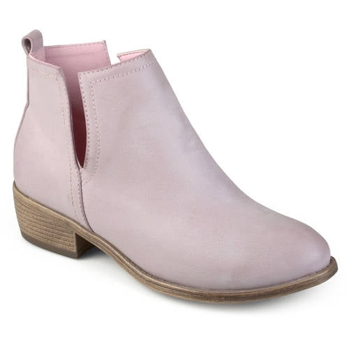 Brinley Co. - Womens Side Slit Faux Leather Stacked Heel Booties ...