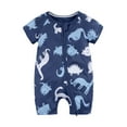 thumbnail image 2 of uublik Baby Romper Cute Pattern Short Sleeve Double Zipper Romper Jumpsuit Navy 9-12 Months, 2 of 5