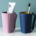 thumbnail image 2 of CRAFTHROU 2Pack Round with Handle Tooth-Brushing Cup in Plastic for Adults Daily Use, 2 of 7