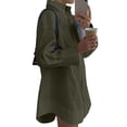 thumbnail image 4 of Endives Women's Oversized Shirt Solid Color V Neck Button Down Shirt Loose Long Sleeve Dressy Shirt Green, 4 of 7