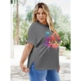 thumbnail image 4 of XCHQRTI Womens Plus Size Love Heart Tshirt Rolled Sleeve Graphic Tee Flowy Casual Blouse Top, 4 of 6