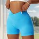 thumbnail image 4 of Pantalones cortos de entrenamiento para mujeres levantando la cintura alta (l) azul, 4 of 6