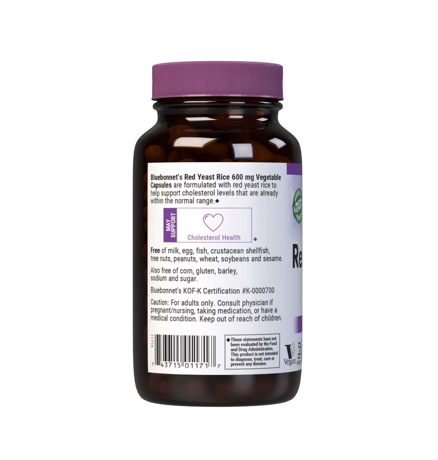 Bluebonnet Nutrition Red Yeast Rice 600mg, Heart Health*, 120 Vegetable Capsules, 120 Days