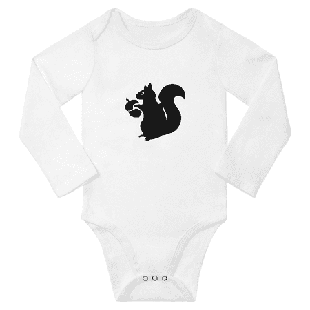 

Squirrel Funny Announcement Baby Long Sleeve Jumpsuits Unisex (White 6-12M)