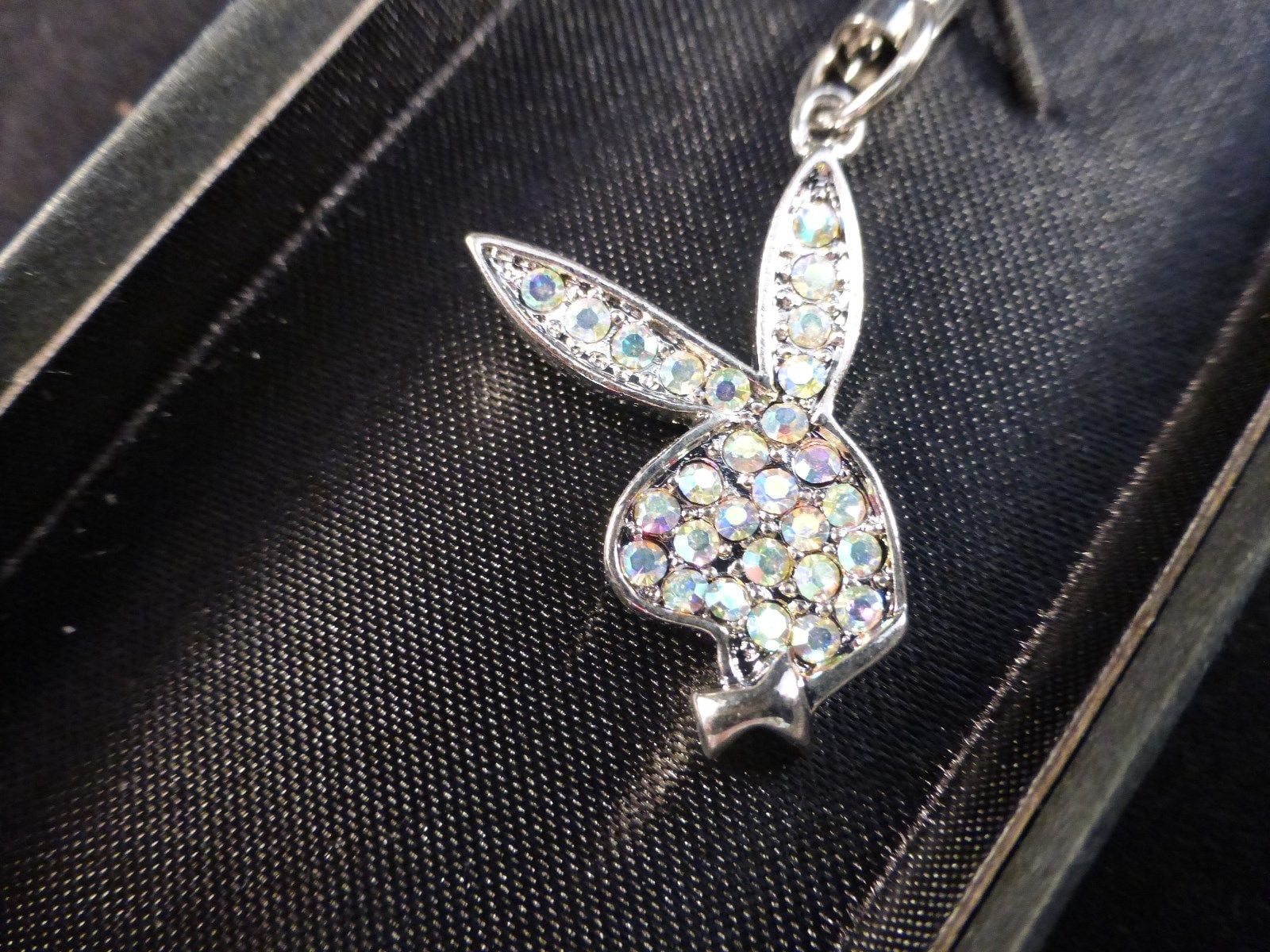 Playboy Cell Phone Charm Strap Bunny Logo AB Swarovski Crystal Mobile