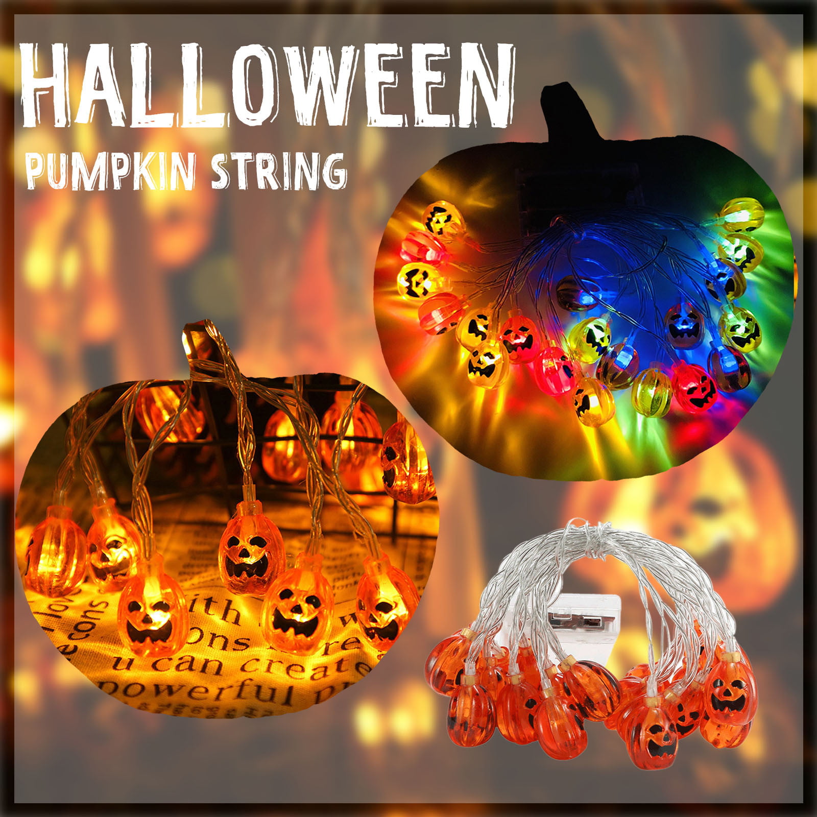 Details about   1.5M 3M Halloween Hanging Pumpkin String Lights Outdoor Party House 