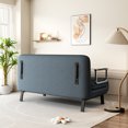 thumbnail image 3 of Convertible Chair Bed, Tri-Fold Sofa Bed with Adjustable Backrest & Pillow, Velvet, Blue Grey, 3 of 10