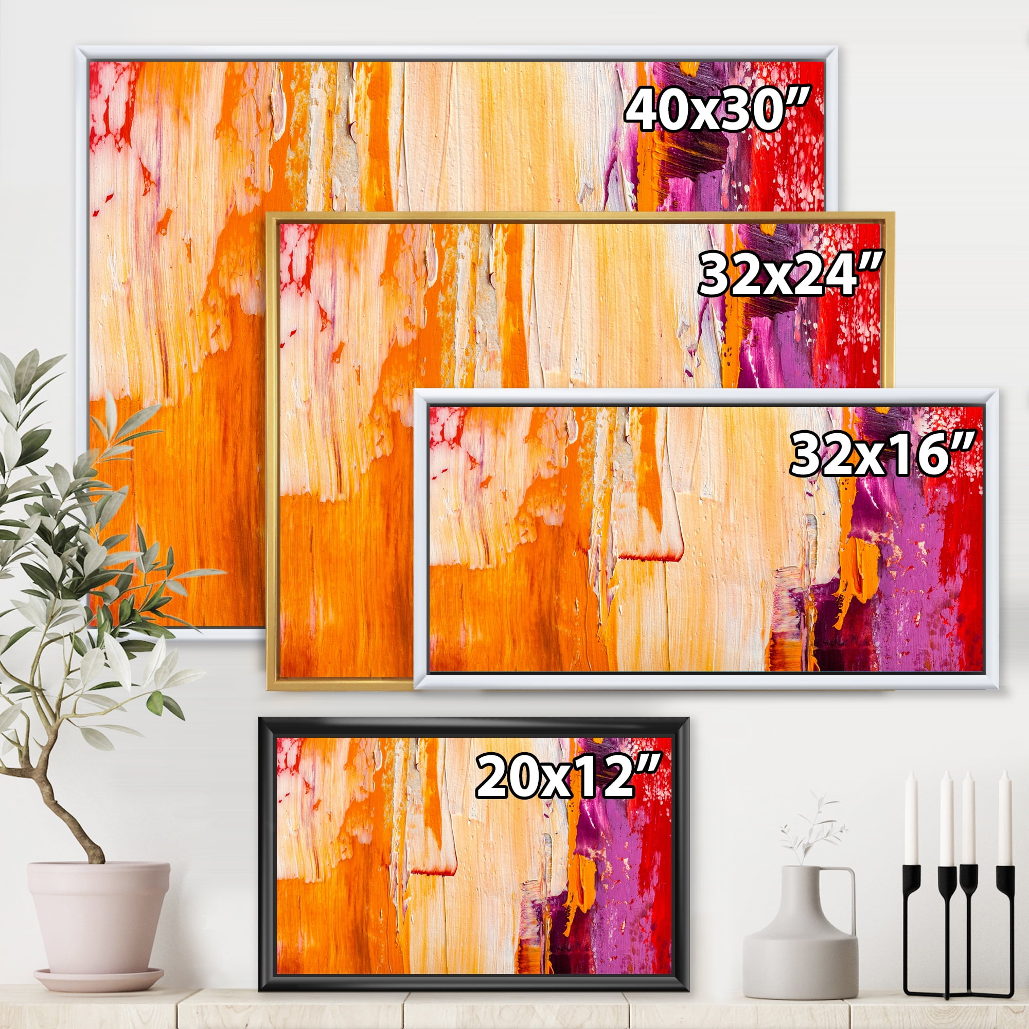 Designart 'Grunge Brown Abstract' Modern Framed Canvas Wall Art Print