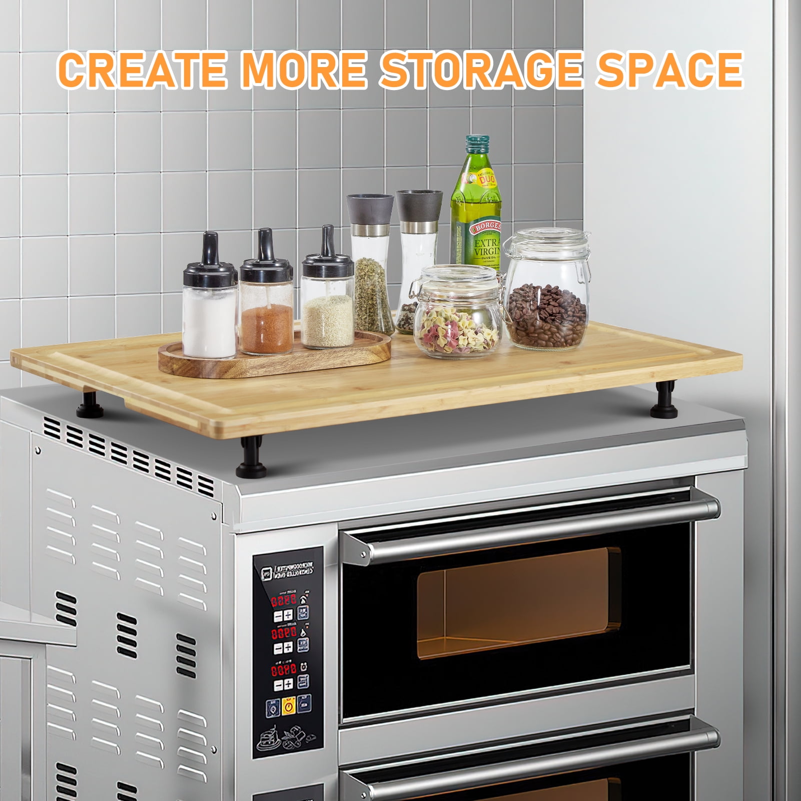 30x20 Inch Bamboo Stove Cover - Multi-Function Adjustable Height Board