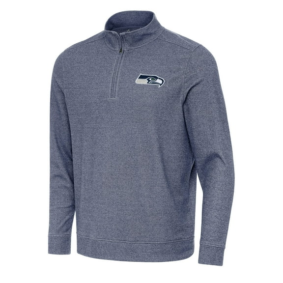 Men's Antigua Heather Navy Seattle Seahawks Subtle Quarter-Zip Top