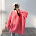 thumbnail image 2 of Oversized Gray Knitting Sweater Loose Fit Round Neck Long Sleeve Women Pullovers New Fashion Autumn Winter 2021, 2 of 5