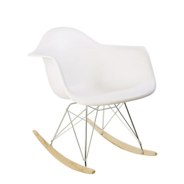 Plata Décor Import Inc Fauteuil à bascule blanc pour enfants avec accoudoirs