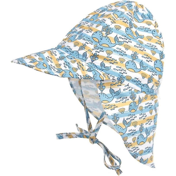 48-54 cm (2-5 años) Sombrero de playa de verano para niños Bob Baby Protección UV para el cuello Viajes de vacaciones Niños Niñas Sombrero de diseño de ballena transpirable de primavera - Azul Rojo Verde Cocina, Decoración y Otros