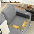 thumbnail image 6 of Lunale 83" Velvet Sofa with Cup Holders, Modern 3-Seater Couch for Living Room, Apt., Gray, 6 of 11