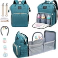 thumbnail image 1 of Mochila pañales, Bolso con cambio, barra juguetes, Gran capacidad, Oxford 900d, Puerto USB, 3 Juguetes, Regalos mamá en verde, 1 of 3