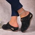 thumbnail image 4 of Wedge Suede Clogs for Women Retro Closed Toe Mules Comfortable Dress Slides Soft Soled Backless Platform Sandals Black Size 9.5, 4 of 8