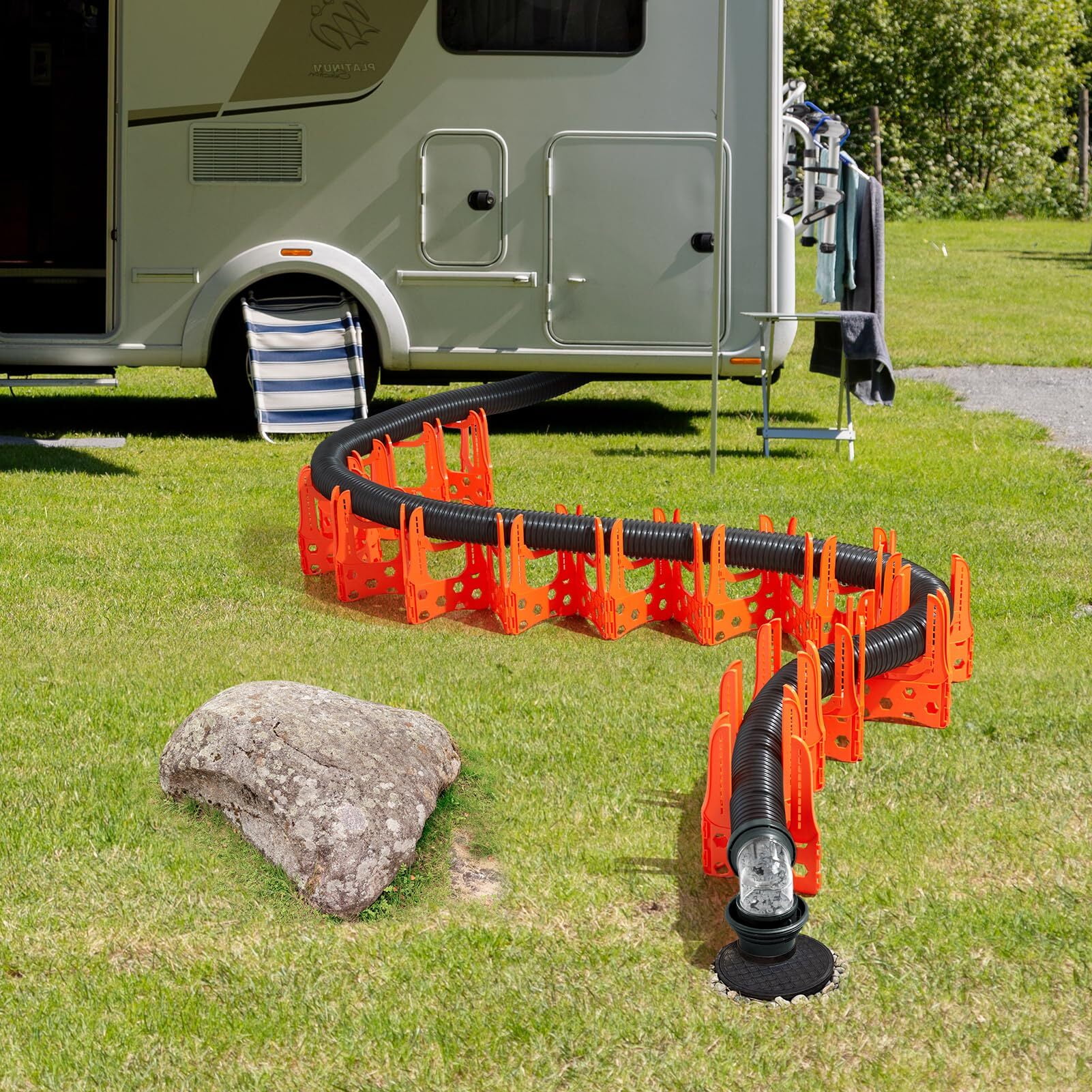 Kohree RV Sewer Hose Support,Heavy-Duty with Height Adjustable for Campers,Orange - 15-Foot