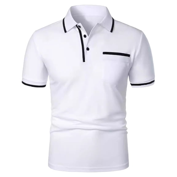 Golf Shirts for Men with Pocket Short Sleeve Tshirts Shirt Mens Casual Solid Color Pullover Slim Button Collared Breathable Athletic Workout Tees Tops