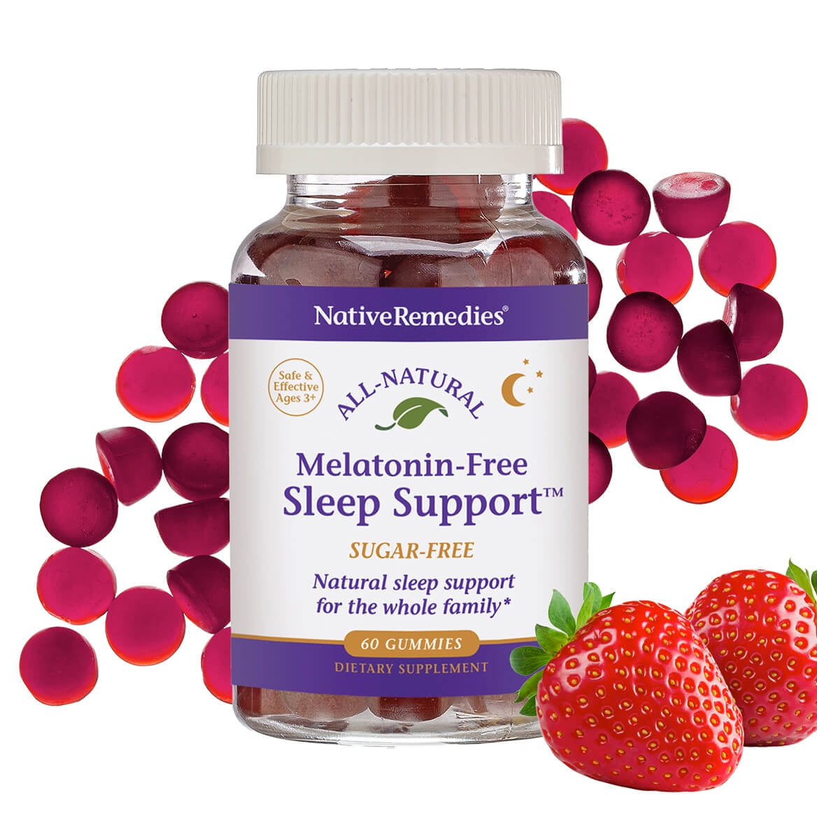Native Remedies Melatonin-Free Sleep Support Gummies - Herbal Sleep Formula with GABA, Magnesium, L-Theanine & Valerian, Natural Sleep Aid, Calm & Rel