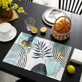 thumbnail image 4 of Placemat Bohemian Teal Leaves Kitchen Dining Table r Accessories 4/6pcs Heat Resistant Linen Tableware Pads Mats, 4 of 6
