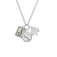 thumbnail image 2 of Delight Jewelry Silvertone Pebble Border Initial - S Let Things Go Fall Zoey Charm Necklace, 28", 2 of 4