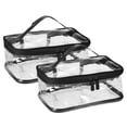 thumbnail image 1 of Unique Bargains 2 bolsas de maquillaje transparentes, bolsas de cosméticos impermeables para viaje, bolsa de maquillaje con cremallera de PVC para mujer, color negro, 1 of 1