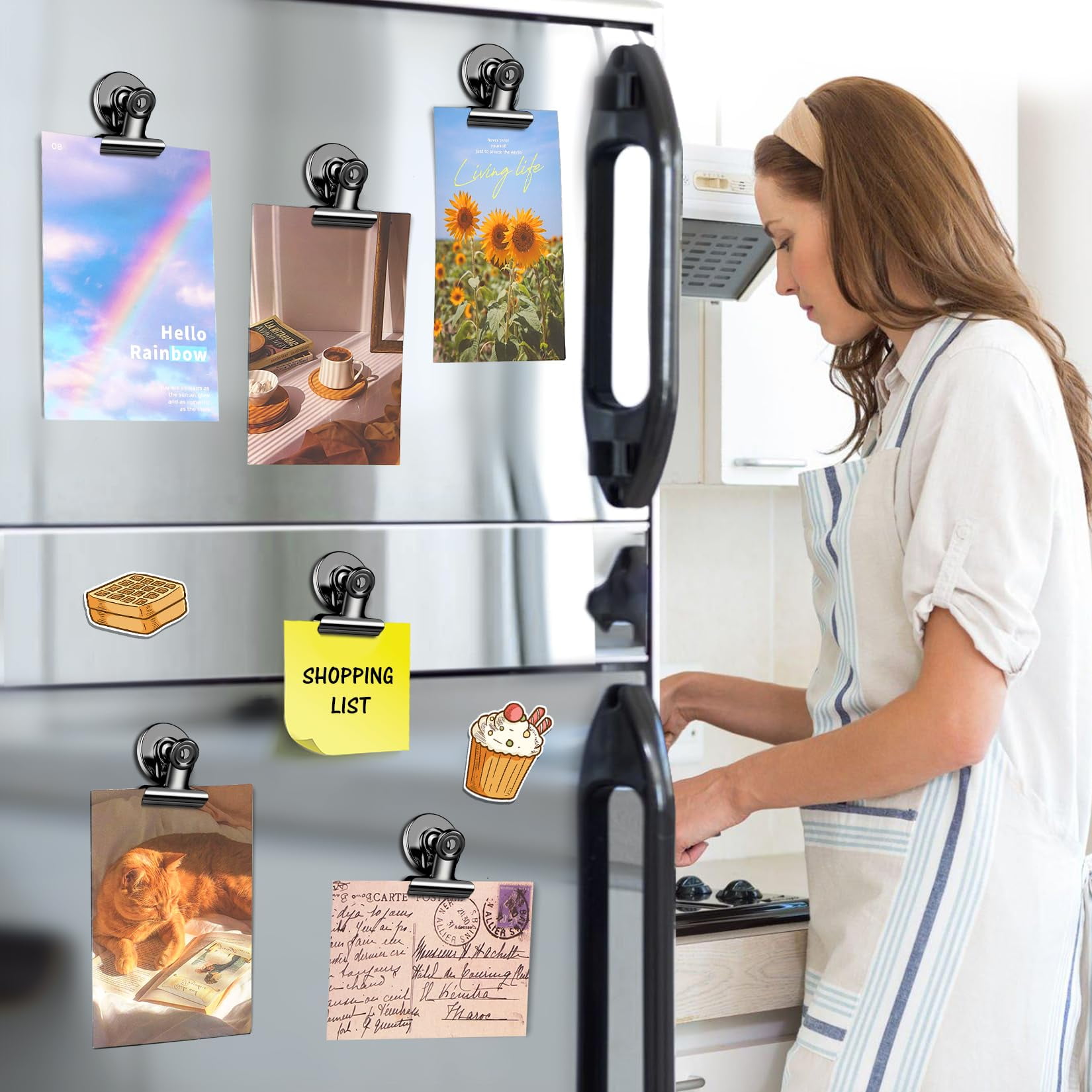 VNDUEEY 48 Pack Magnetic Clips, Refrigerator Magnets Fridge Magnets, Black Magnet Clips for Whiteboard, Clip Magnets for Photo Displays, Home, Office,Classroom
