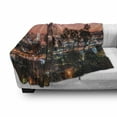 thumbnail image 3 of United States Soft Flannel Fleece Throw Blanket, Vibrant Sunset Twilight Scenery Los Angeles Famous Downtown Palm Trees, Cozy Plush for Indoor and Outdoor Use, 60" x 80", Multicolor, by Ambesonne, 3 of 6