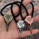 thumbnail image 3 of 3 Pcs Hair Bands Women Gothic Ponytail Holder Viking Hair Ties Crow Skull Hair Band Witch Ponytail Holder Skull Hair Ties, 3 of 4