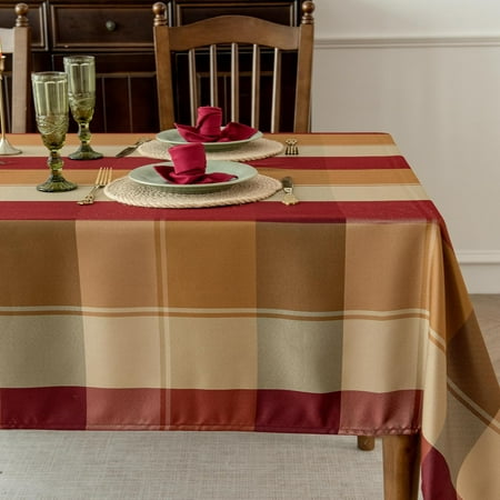 

Fall Plaid Tablecloth for Thanksgiving 60x84 inches Checkered Style Table Cloth Holiday Family Gathering Rectangle Table Cover - Spillproof & Waterproof - Ideal for Indoor & Outdoor Use