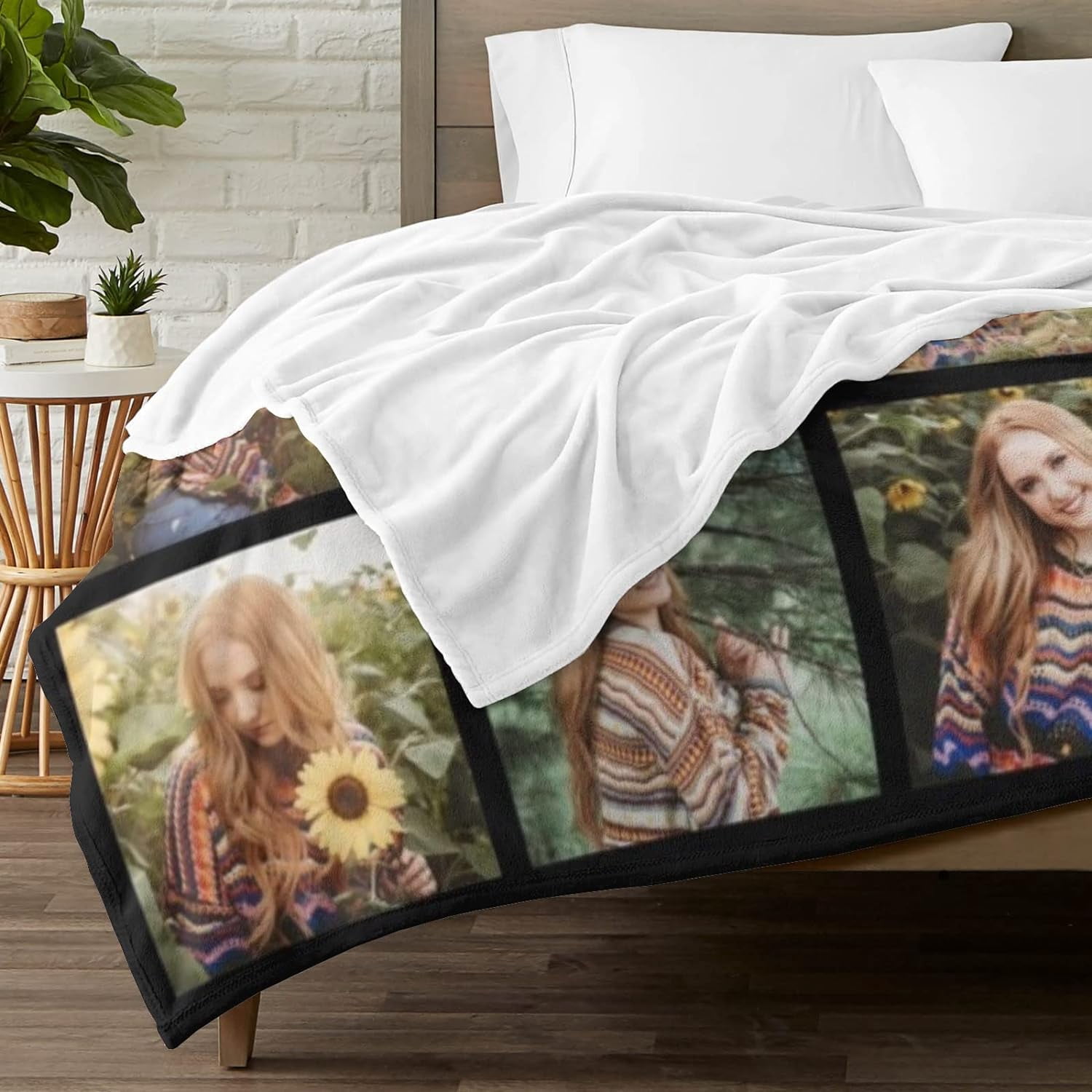 Custom Blanket with Text Photo Collage Customized Blankets with Pictures, Personalized Throw Blanket for Father, Mom, Kids, Dogs, Friends Couple or Lover as Christmas Birthday Gift