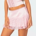 thumbnail image 6 of RUTAYY Lace Skirts For Women Elastic Low Rise Layered Pleated Mini Skirt Summer Flowy Ruffle Short Skirt Streetwear Solid Color Smocked Boho Pleated Skirts, 6 of 7