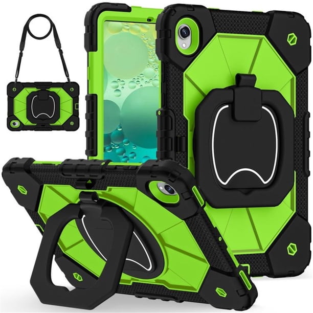 Funda Resistente a Golpes para Samsung Galaxy Tab S11, Funda Protectora de Silicona + Capa de PC con Rotación de 360°, Asa Cuadrada y Soporte con Correa para el Hombro, Amarillo, para Galaxy Tab S11