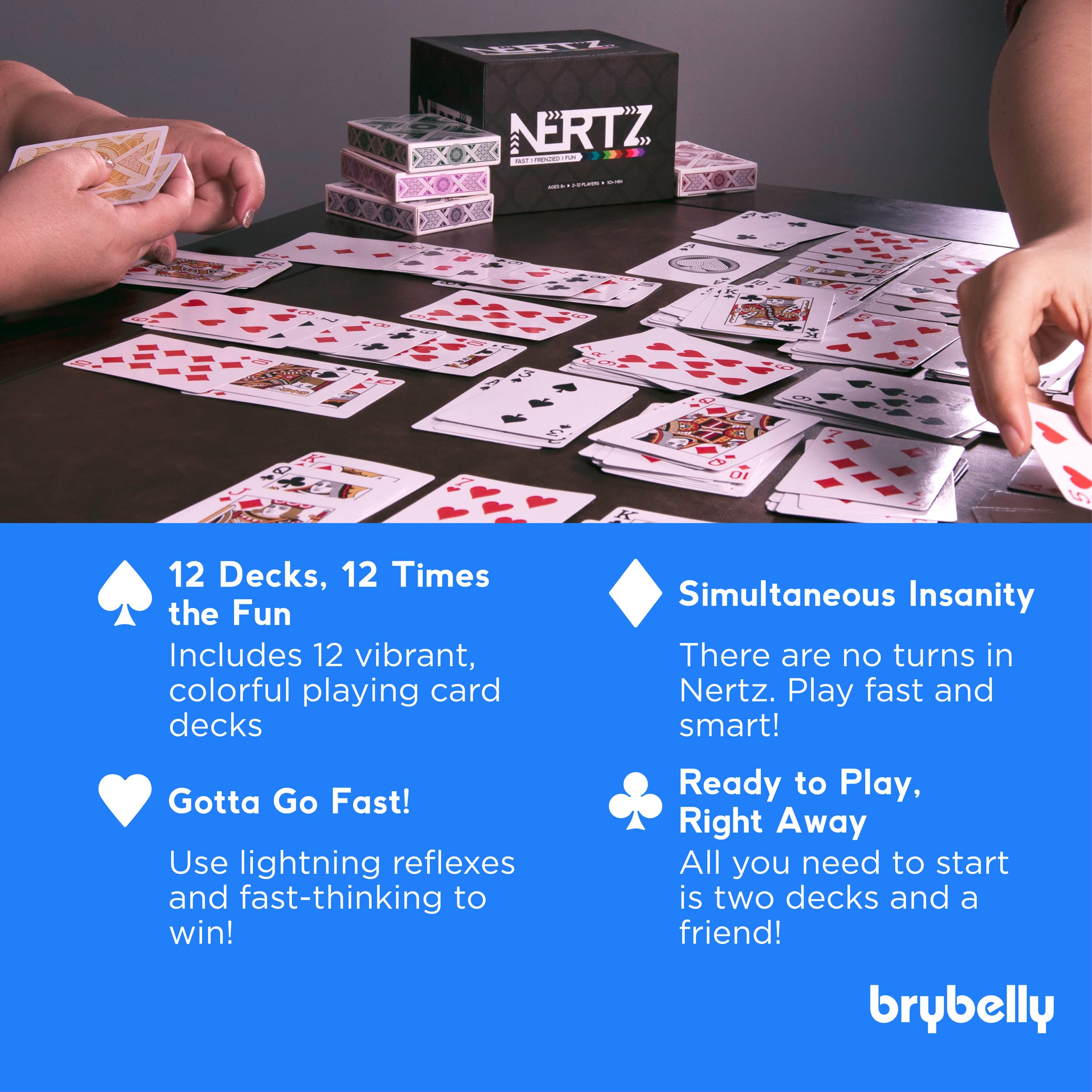 Nertz Card Game 12 Decks Brybelly Nertz Playing Cards for Adults and Kids 