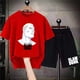 thumbnail image 1 of Chándal de verano para hombre, Camiseta de algodón con estampado de Anime Slam Dunk, pantalones cortos, conjunto de entrenamiento holgado, ropa deportiva de baloncesto, camisetas de gran tamaño, 1 of 4