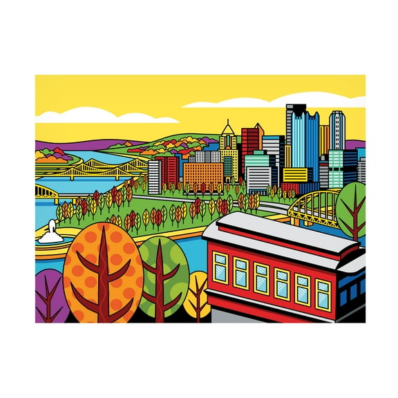 Ron Magnes 'Pittsburgh Incline Autumn Pop' Canvas Art