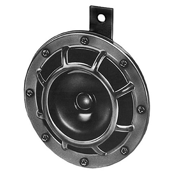 HELLA 003399061 Supertone 24V Low Tone Horn with Black Protective Grill, Single Horn