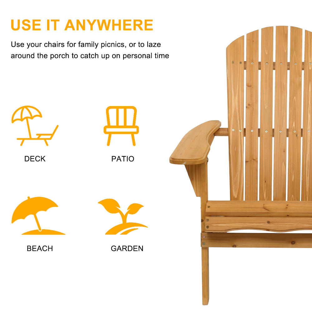 Segmart Folding Adirondack Chair, Premium Wood Lounge Chair Perfect for Outdoor Patio, Deck, Garden, Backyard, Lawn, Beach, Camping and Fire Pit Seating