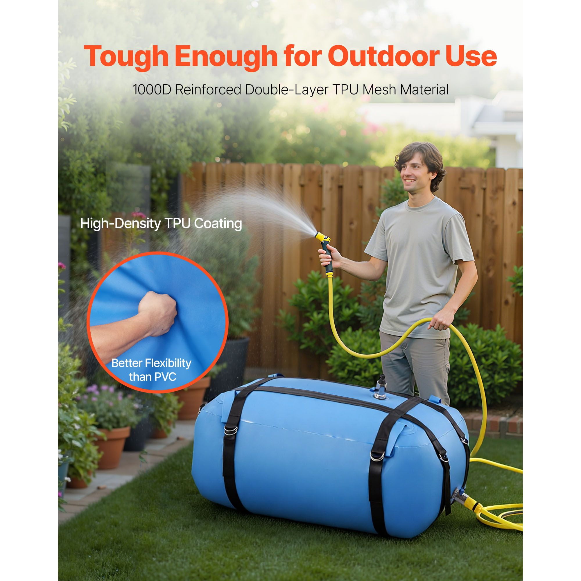 Water Storage Bladder, 35 Gallon Large Capacity TPU Soft Water Bag, Portable & Collapsible Water Storage Containers, Leakproof & Wear-Resistant RV Waters Tank for Camping Irrigation Outdoor