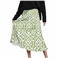 thumbnail image 2 of Summer Maxi Skirts for Women Satin Fashion Boho Long Skirt Trendy Floral High Waist A Line Beach Skirt Vacation Outfit Green XXL, 2 of 7
