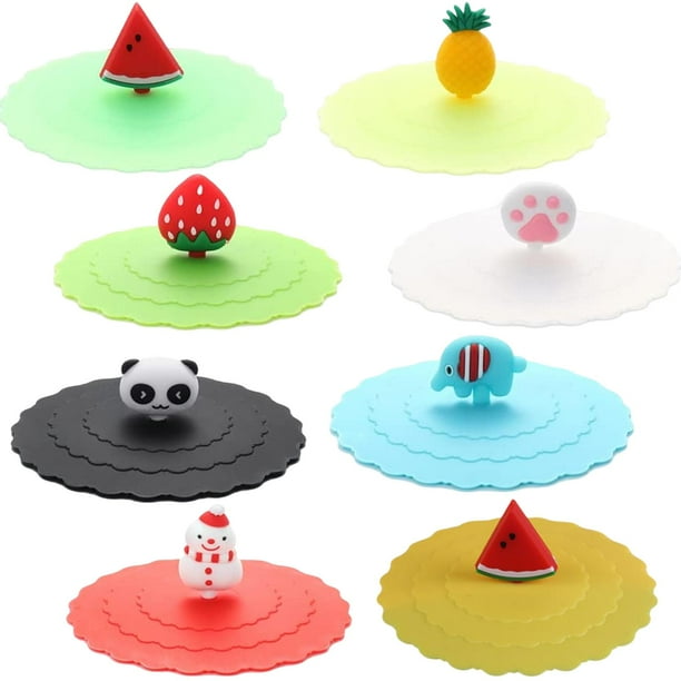 8 tapas de silicona reutilizables para tazas , bebidas calientes y frías, , Estilo D