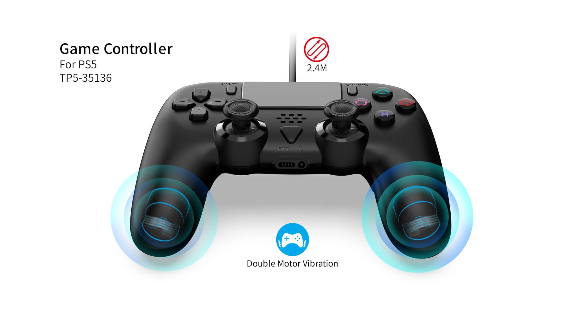 GAMFAMI Wired Controller Compatible with PS5/PS5 Pro/PS5 Slim/PC - Wired Controller with Built-in Advanced Back Buttons Programming/Turbo,with Thumbsticks | 2 High-Rise, 2 Mid-Rise (Black)