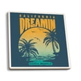 thumbnail image 1 of Santa Monica, California, California Dreamin', Sunset and Palm Trees, Contour Press (Absorbent Ceramic Coasters Set of 4 Matching Images, Cork Back, Kitchen Table Decor), 1 of 3