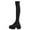 Black, variant on Lovskoo 2024 Women's Knit Tall Knee High Boots Platform Chunky Heel Square Toe Slip On Shoes Comfortable Winter Knitted Sock Boots Black